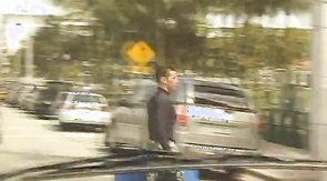 Horny woman and muscled hunk in the Baitbus!