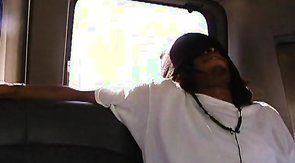 Kinky black guy being sucked deep at the backseat
