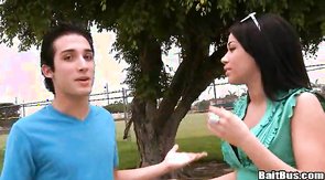 Sexy busty lady catches nice candidate for a hot sex