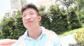 Sexy Japanese dude being tricked into Baitbus van!