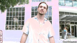 Chesty lass trying to trick very sexy-looking straight