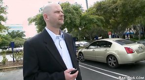 Sexy woman tricking classy man into Baitbus!