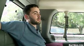 Cocksucker playing with straight in the Baitbus video