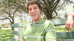 Sexy boy in green t-shirt will suck random cock for free!