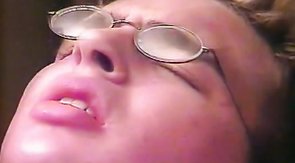 Nerdy boy is wanking his hard dick and cumming nice load