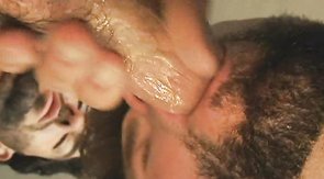 Brutal bearded daddy gives a good blowjob on the knees