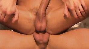 Passionate boyfriend jumps on a loaded sausage of his mate