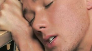 Lover in leather jacket gets sucked and fucked from behind