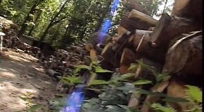 Two white men and one black have a good forest fuck in the night