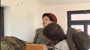 Beautiful blond boyfriend sucks his lover's dick in the 69 pose