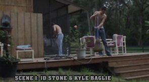 Three sex-addicted boyfriends are penetrating each other's holes under the sun