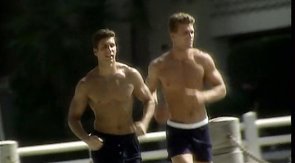 Athletic boyfriend demonstrates his impressive shirtless shape