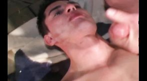 Two hunks are screwing a sex-addicted queer from the both sides