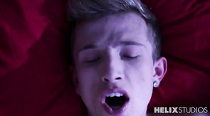 Good-looking boyfriend gives a sweet blowjob on the bed