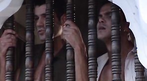 Double anal gay fucking by the massive hairy cocks