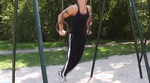 Muscled dude showing how much punishment he's able to endure