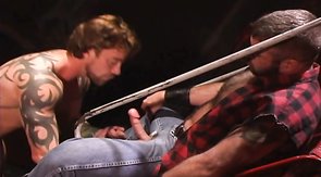 Tattooed sex slave with big ass gets fucked from behind