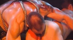 Stunning lovers are sucking each other's huge dicks on the ring