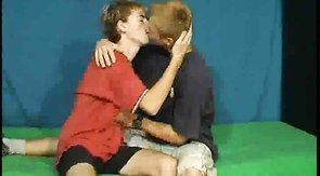 Sweet redhead and dark-haired boyfriends are sucking the same cock