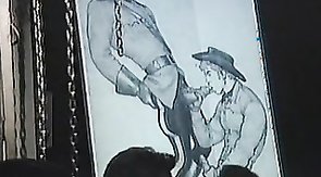 Good-looking bald boyfriend sucks a massive cock on the knees