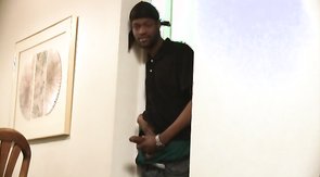 Muscular black boyfriend is jerking off his mighty poles