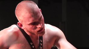 Tattooed buddy hardly bangs his muscled mate from behind