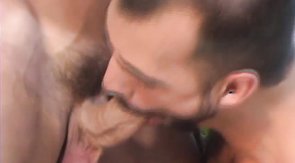 Fancy muscled hunk gets his round ass fucked in doggy style pose