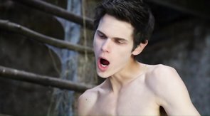 Dark-haired twink devouring his partner's meaty dick