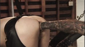 Tattooed hunk with big ass is trying extreme anal fisting