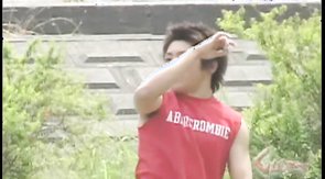 Asian twinks sucking dick and getting facial'd outdoors