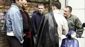 Three young gay dudes decide to get cozy on a blue couch