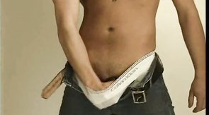 Lusty buddy jumping on hard dildo in cowboy pose on camera