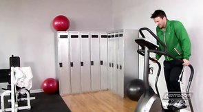 Awesome muscled boyfriend is soloing and cumming in the gym