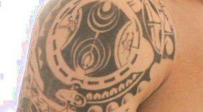 Trained tattooed buddy sucking a massive dick by the pool