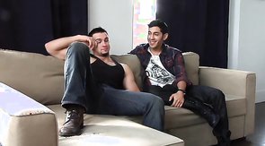 Good-looking muscled pal sucked his friend on the knees