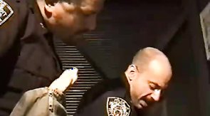 Beautiful muscled hunk performs a good blowjob on the knees