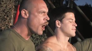 Military dudes enjoying interracial "hazing" and oral
