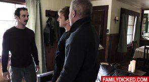 Gay sex orgy with two hot twinks and one old grandpa!