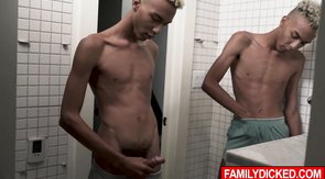 Never seen before! Ebony twins jerking off together!