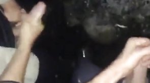 two guys jerking off outdoor