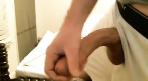 MILKING HIS BIG DOWN-CURVED DICK