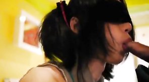Japanese teen CD blindfold bj swallow