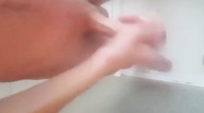 Hot young boy big hard cock jerking in shower