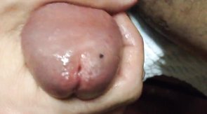 Close up jerk with precum and oozing cumshot