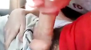 Blonde boy sucks daddy in the car