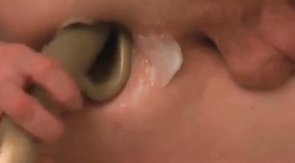 Pegging prostate and anal stretching with bizarre shovel dil