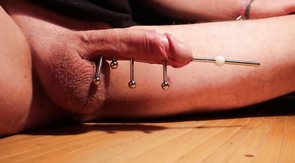Inserting Metal Rod into young Cock and Magnets to attach it