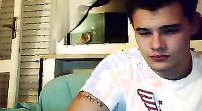 Beautiful hunk posing naked and masturbating his dick