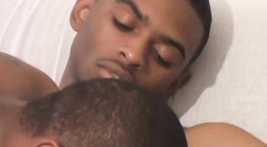 Black boyfriend is taking big dick in his tight mouth