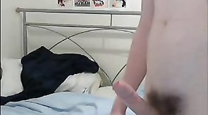 Amateur guy with bushy dick is playing with himself